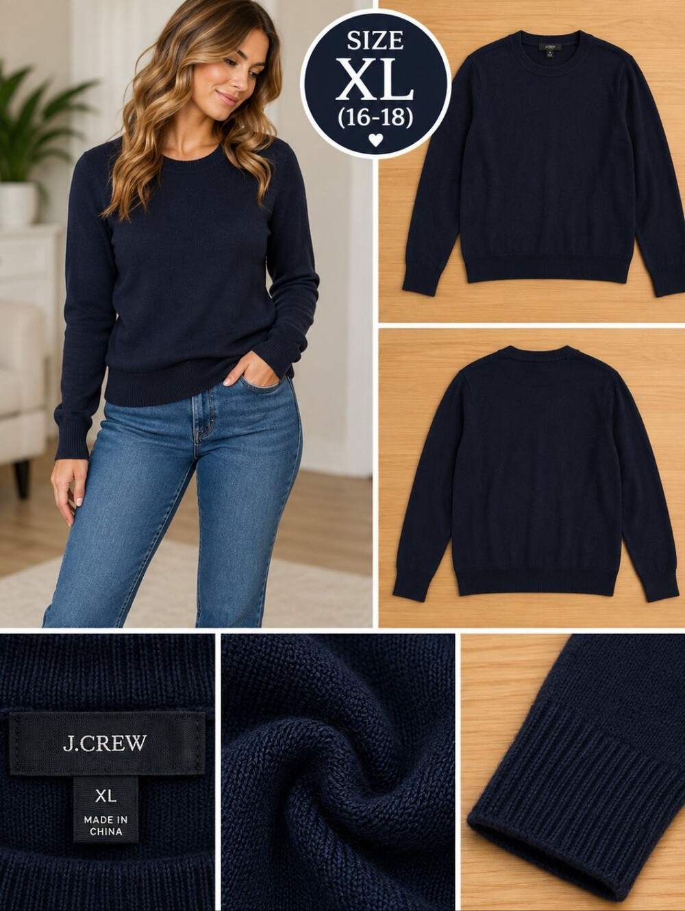 J crew Women's XL blue merino wool sweater #32